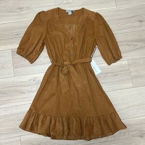 Brown corduroy dress, above the knee length
